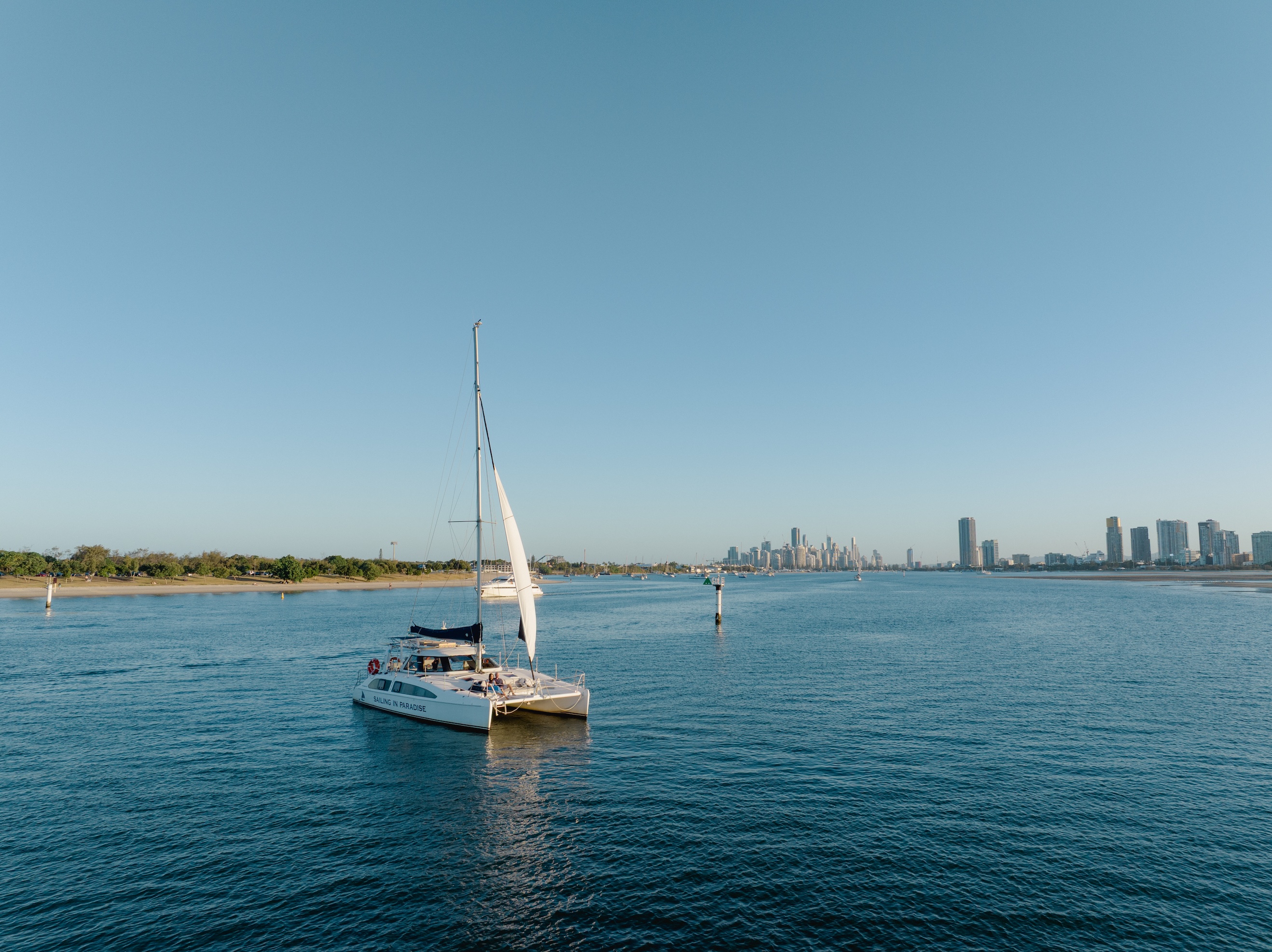 Private proposal on a Sailing in Paradise boat at sunset, Gold Coast, Australia 