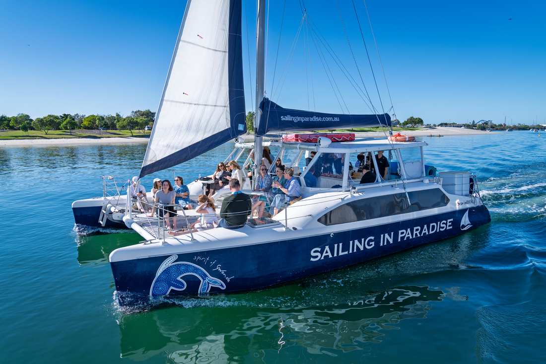 Spirit of Gwonda 30 capacity catamaran Sailing in Paradise 